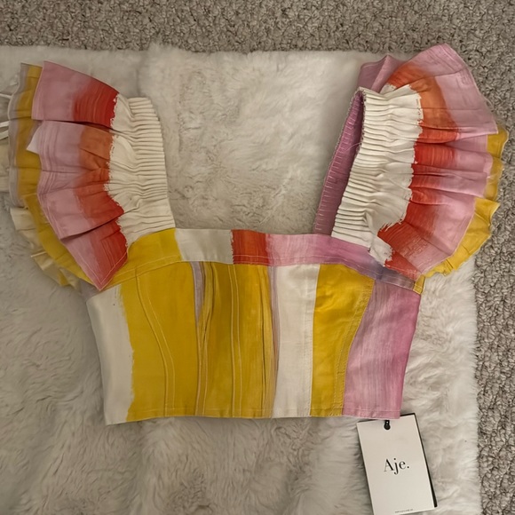 Aje World Imagination Frill Sleeve Top - Picture 1 of 3